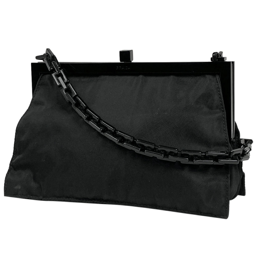 Prada logo chain shoulder bag clasp closure black Nero Black
